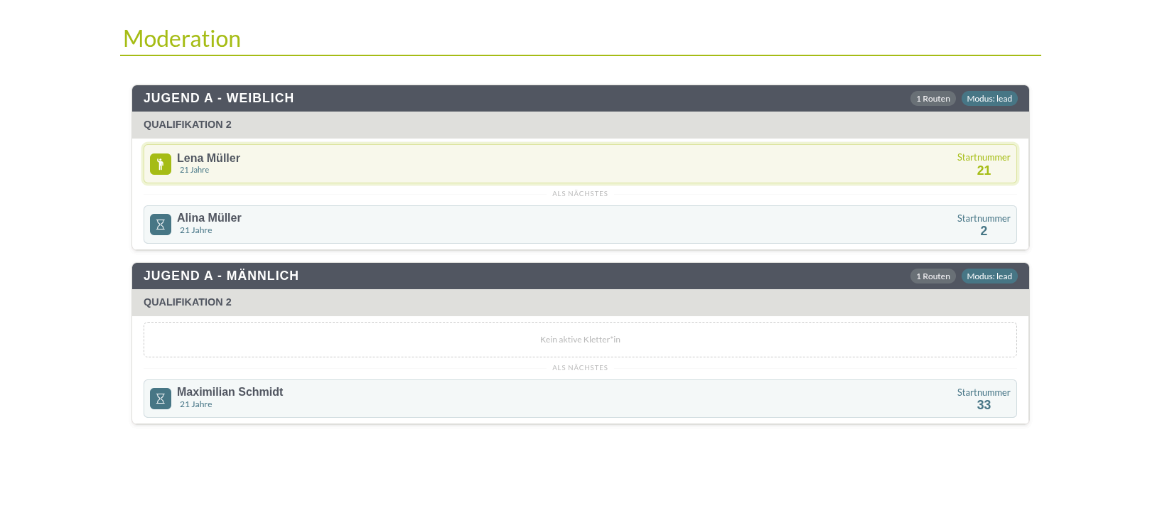 Live Moderation Übersicht